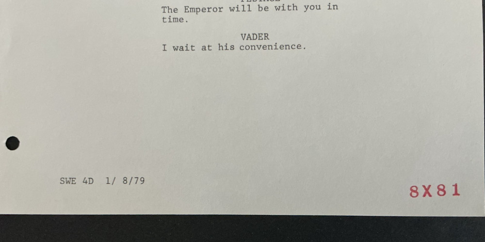 Empire Strikes Back Fourth Draft Shooting Script Oct 24 '78 Lucasfilm Coded Copy