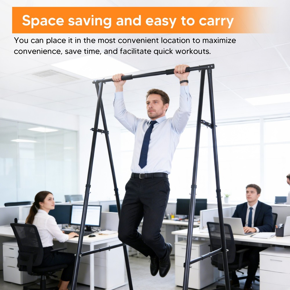 Foldable Multifunctional Exercise Rack Adjustable Pull Up Station for Home Gym