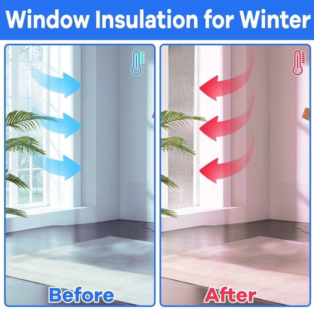 Double Reflective Insulation 48 in X 10 FT RV Window Insulation for Summer He...