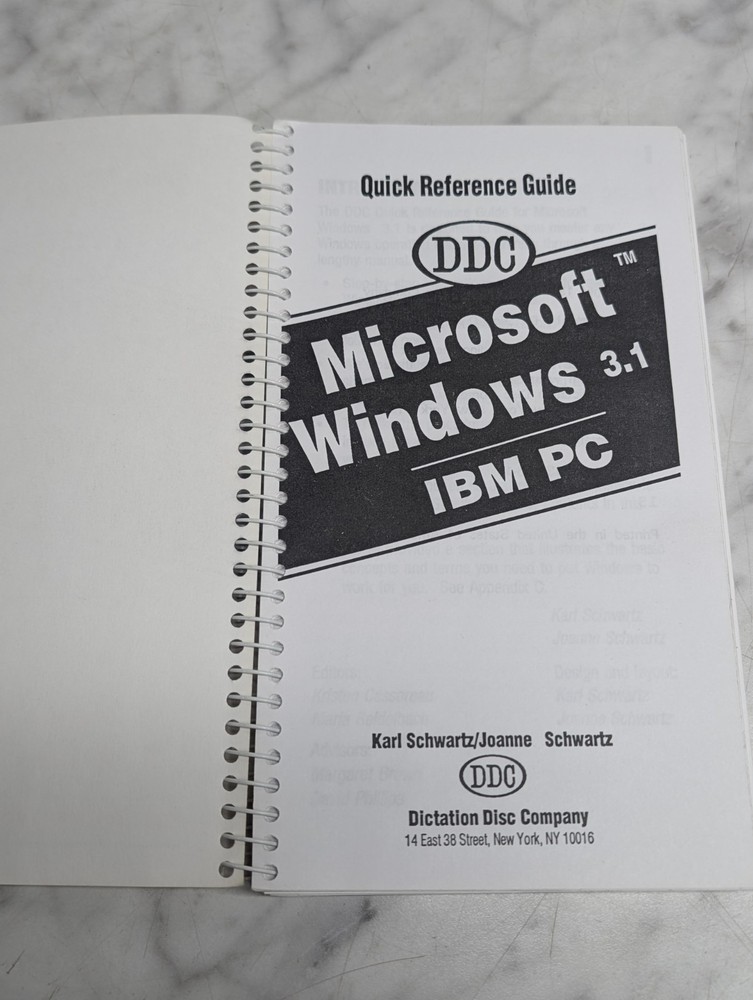 Microsoft Windows 3.1 IBM PC Quick Reference Guide DDC Spiral Flip Book
