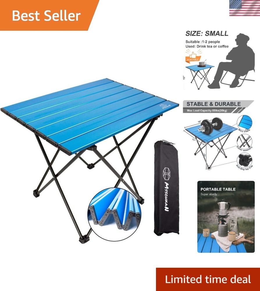 Blue Lightweight Portable Camping Table - Easy Assembly & Multipurpose Use