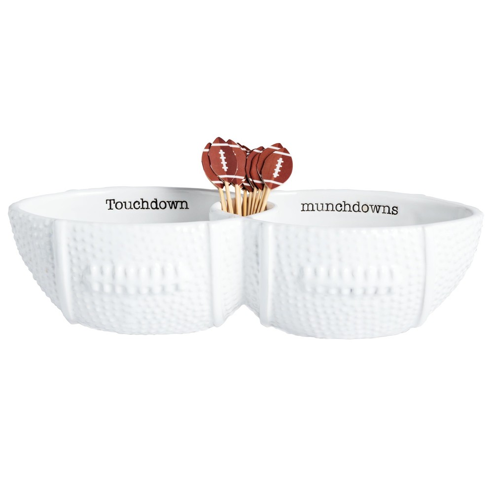 Mud Pie Football Double Dip Server with Toothpicks