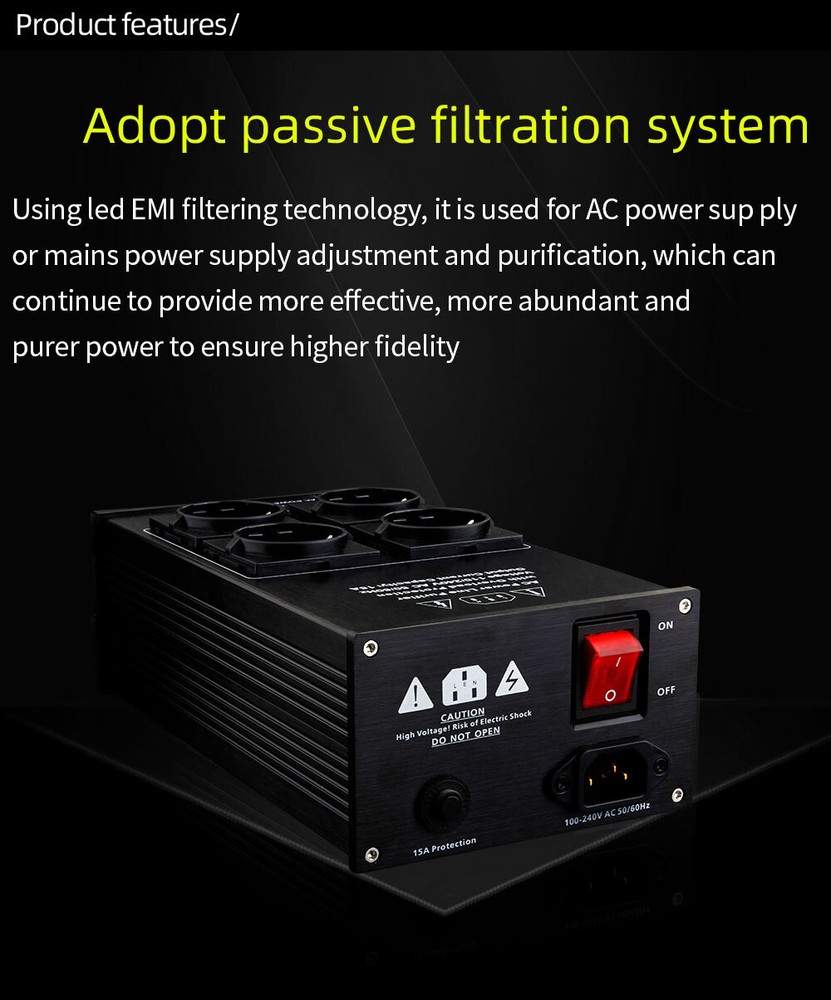 HiFi Power Filter Eu Plug Power Noise Filter Amplifier Power Conditioner Outlets