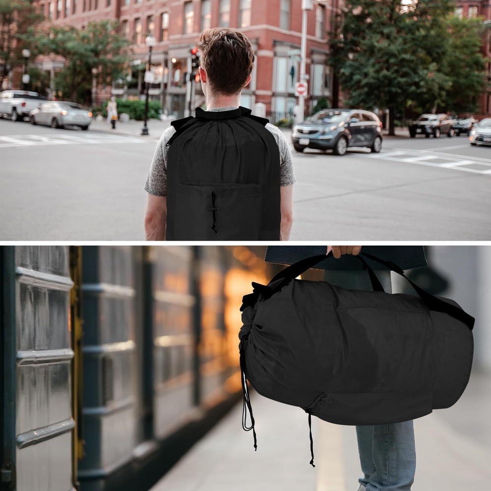 Laundry Bag with Shoulder Straps and Detergent Holder, Durable Laundry Bag