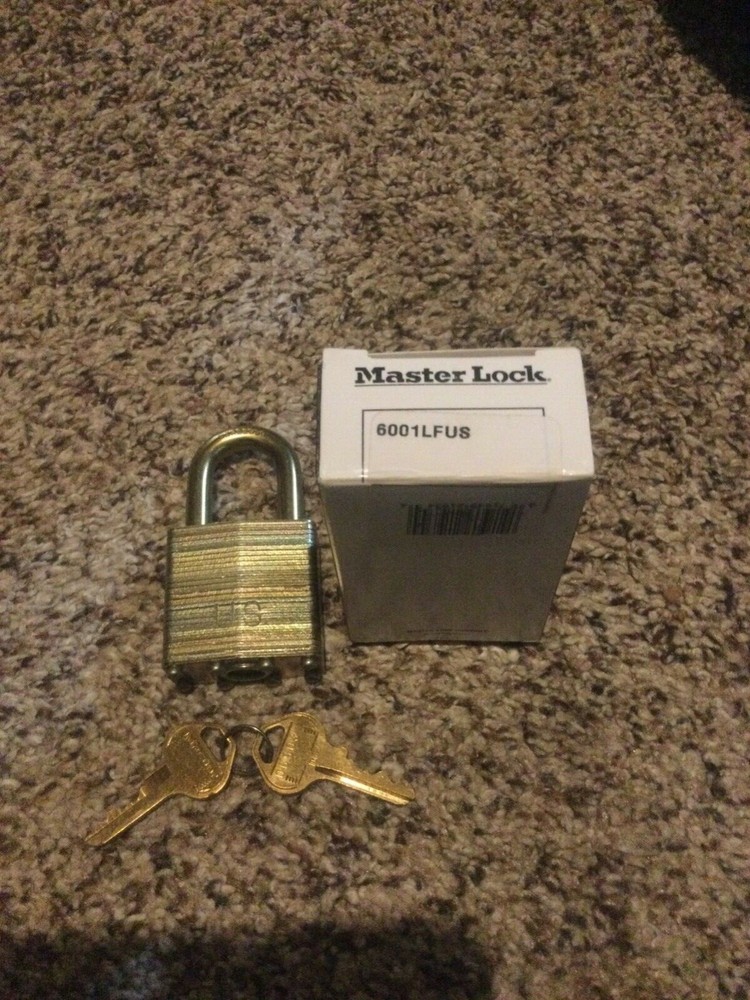 MASTER LOCK 6001LFUS Keyed Padlock, 3/4 in,Rectangle,Gold