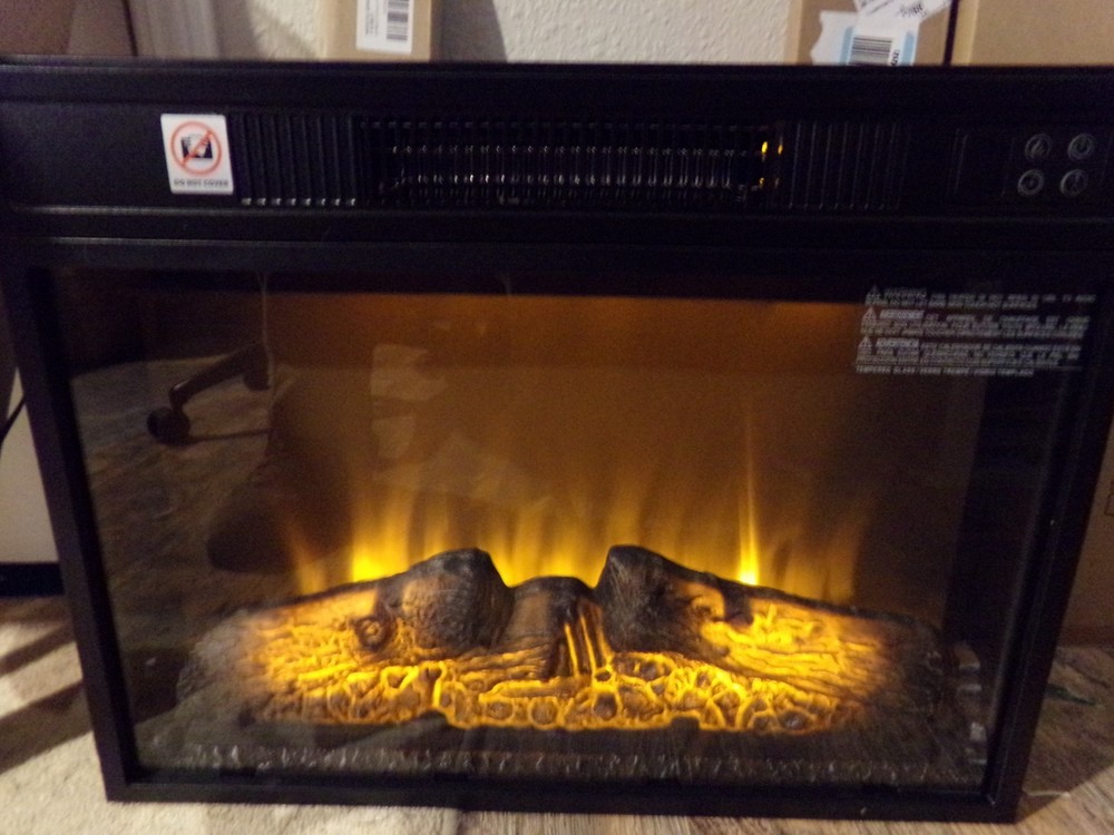 24" Electric Fireplace Insert, Fireplace Heaters with Log Set Remote Control NEW