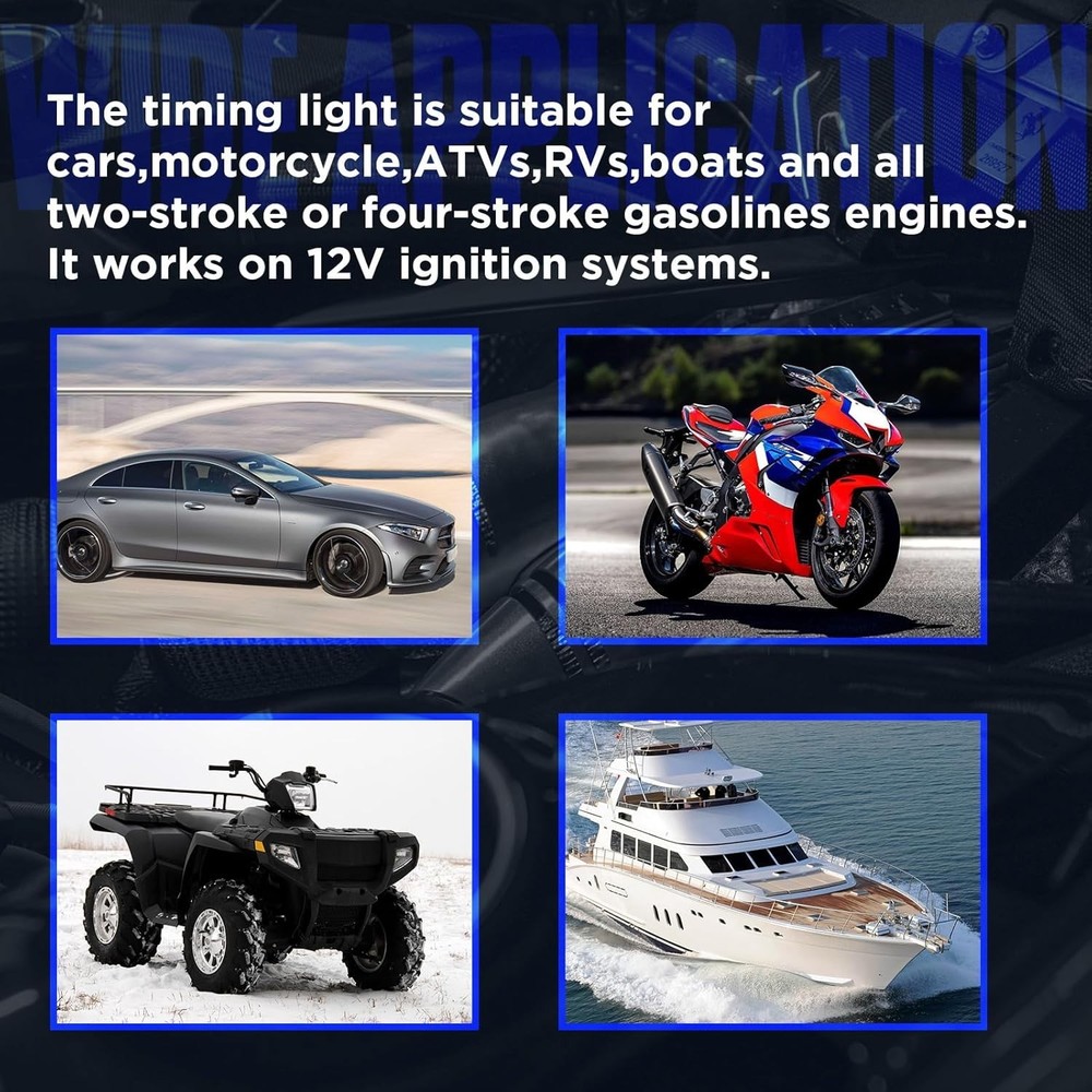 Timing Light 12V, Engine Timing Gun Strong Flash Lights with Sliding Sensor C...