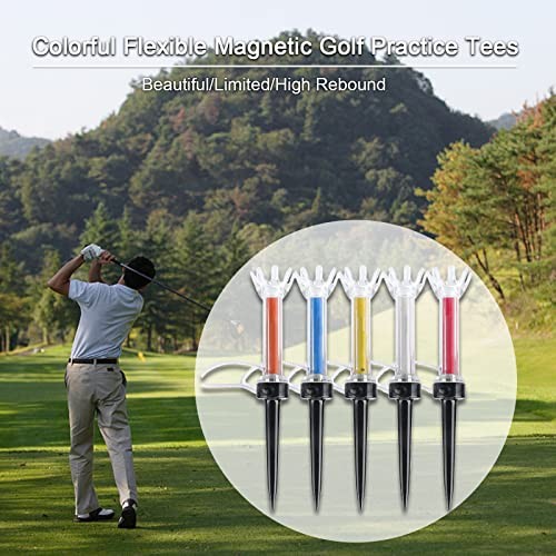 Golf Tees, 5Pcs Flexible Magnetic Plastic Golf Tee Training Practice Tool 90mm