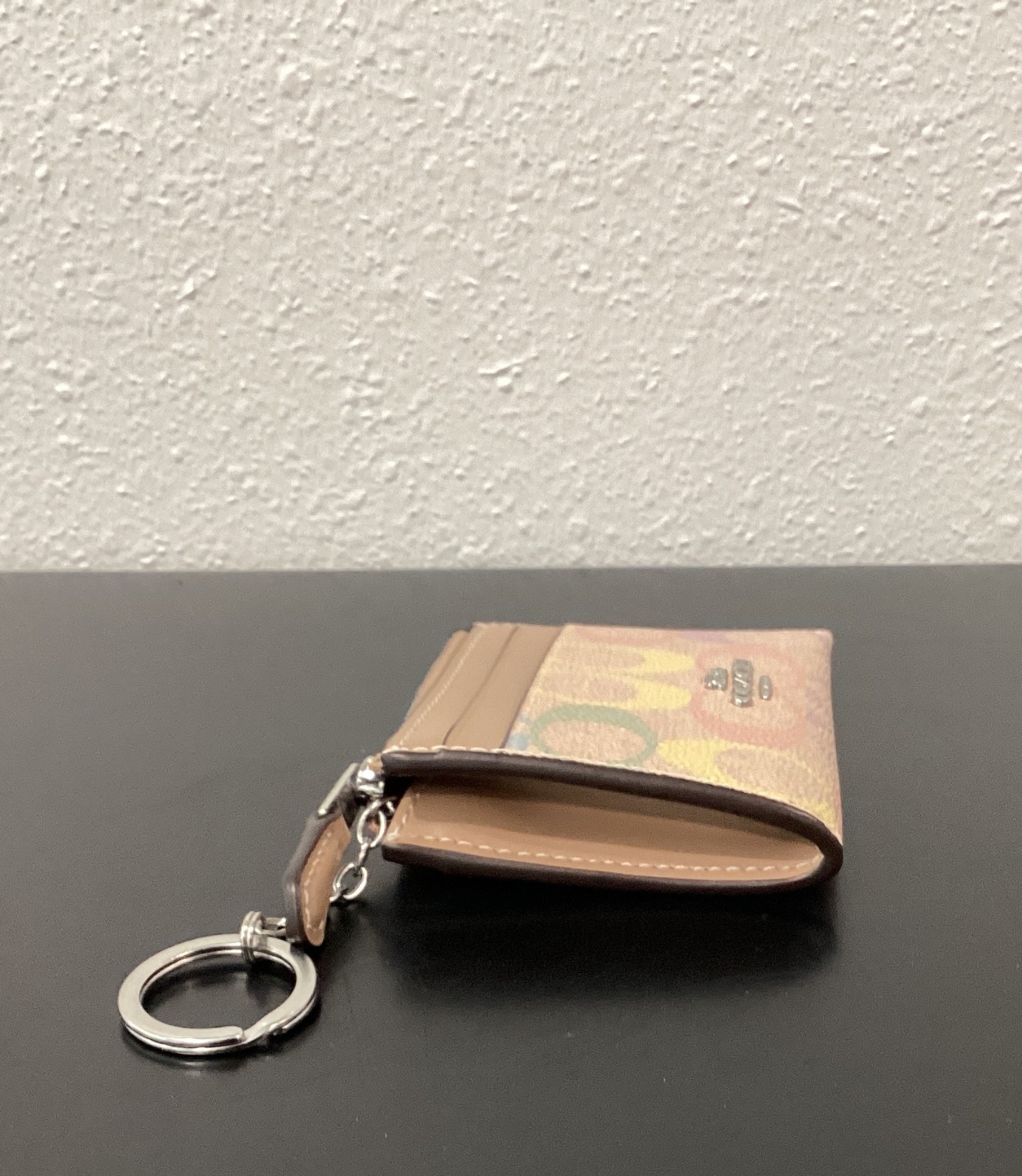 Coach Mini Skinny ID Case Rainbow Signature Canvas Silver CDF92 4.25"x3"x0.5"