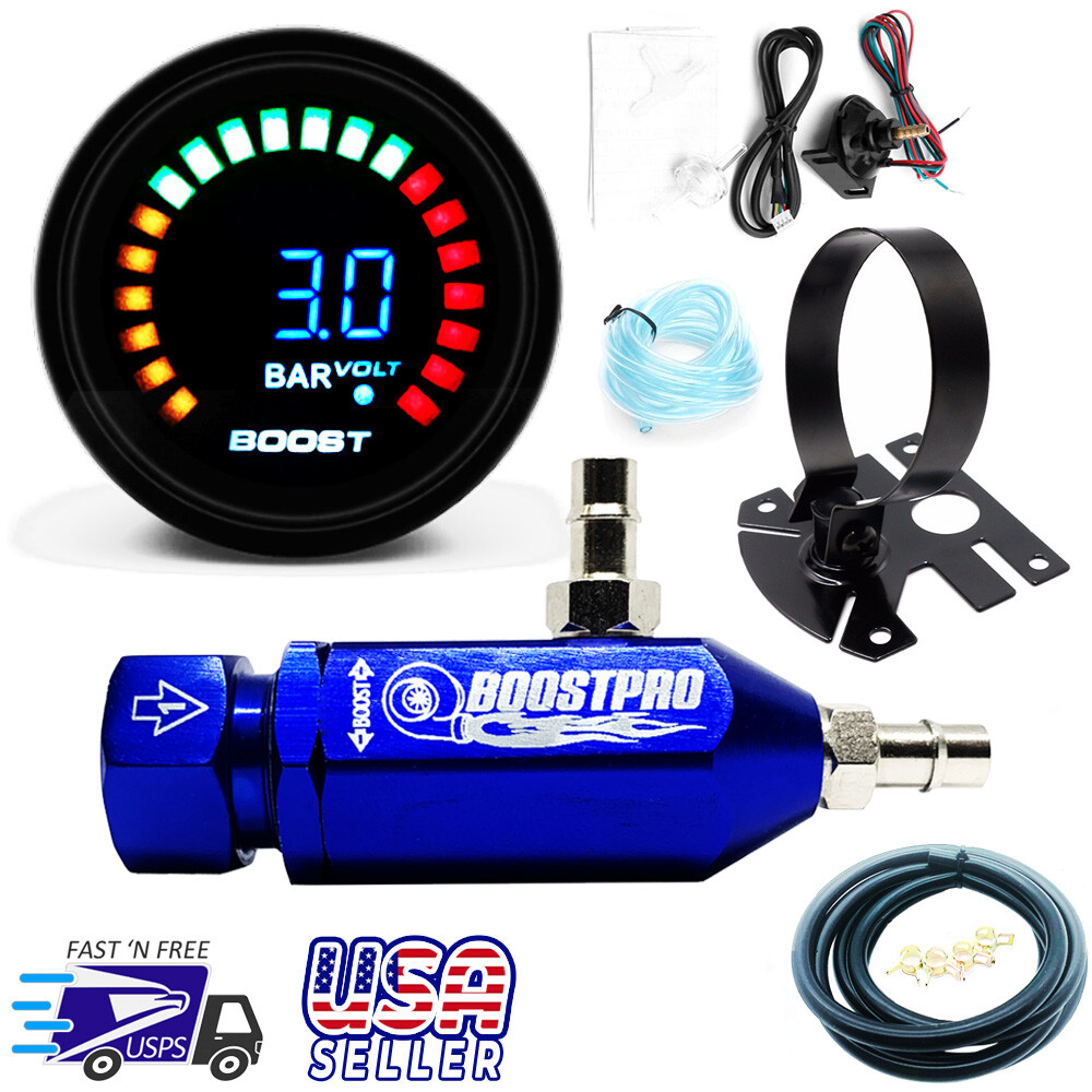 Manual Boost Controller KIT BLUE Turbo MBC 0-30PSI with Boost Gauge & Mount