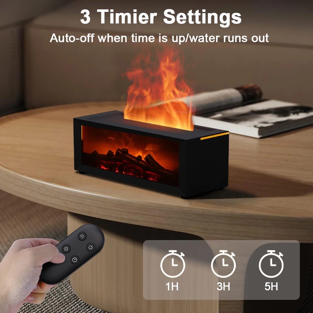 Flame Air Humidifier Aroma Diffuser LED Light Remote Essential Oil Mist