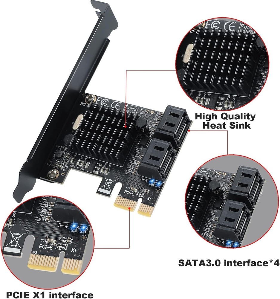 Versatile PCI-Express 4-Port SATA Controller for SSD/HDD - Ideal for Power Users