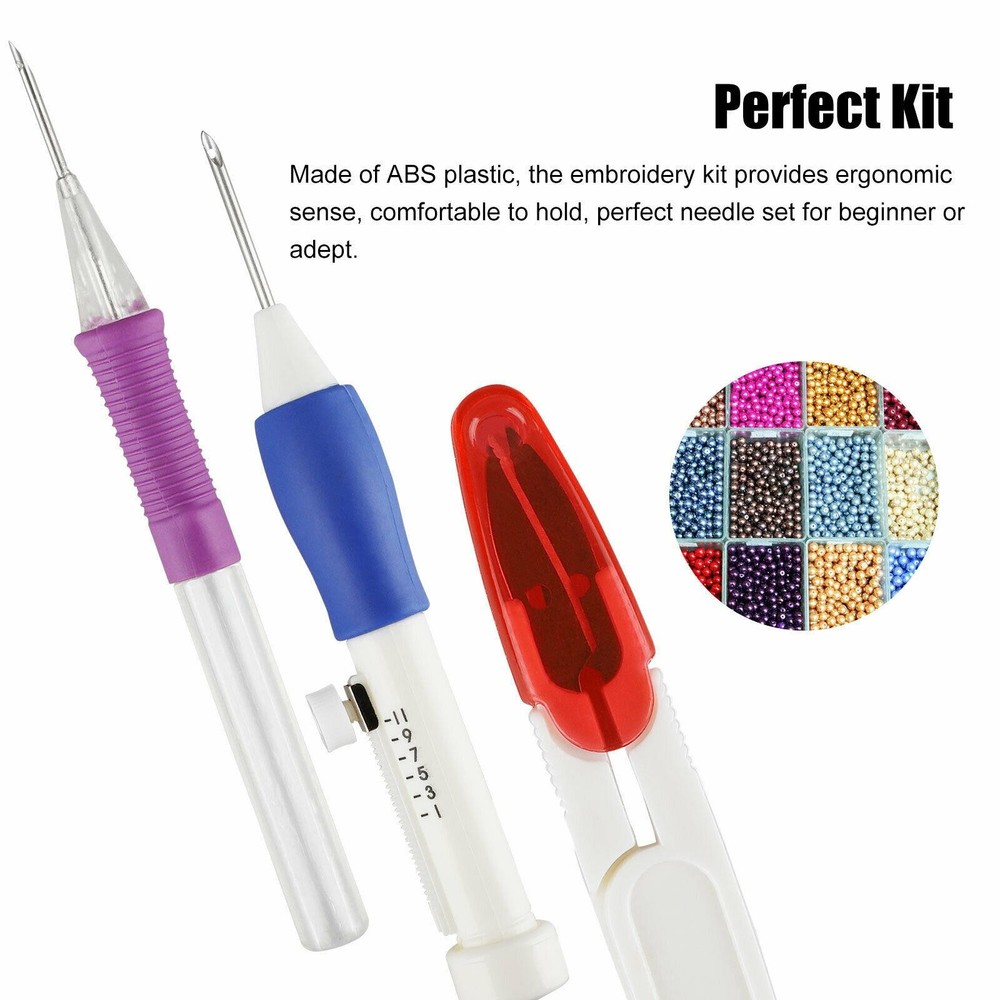 DIY Punch Needle Magic Embroidery Pen Set Stitching Thread Tool Sewing Craft Kit