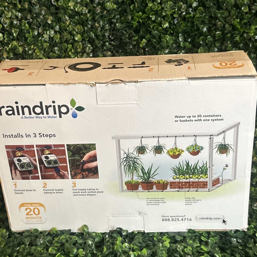 Raindrip Automatic Drip Irrigation Watering Kit with Customizable Timer