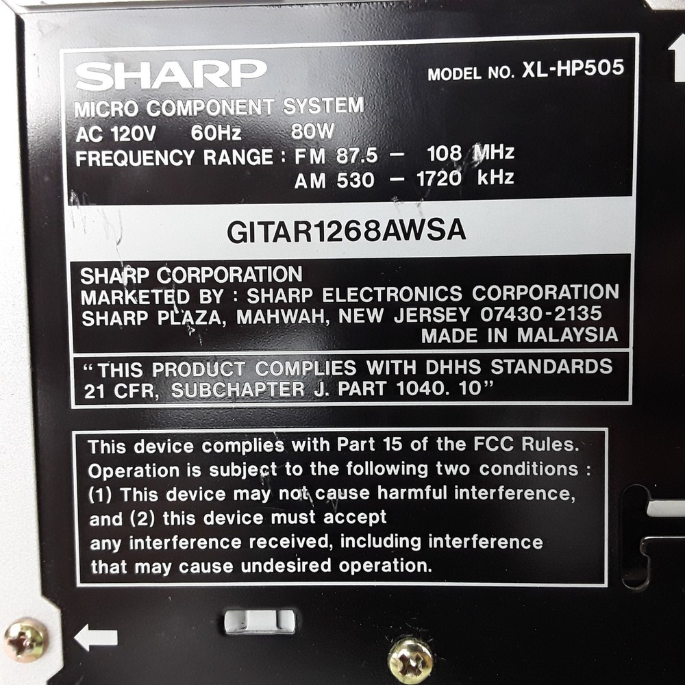 Sharp XL-HP505 5-Disc CD Changer Cassette AM FM Radio Micro Component System