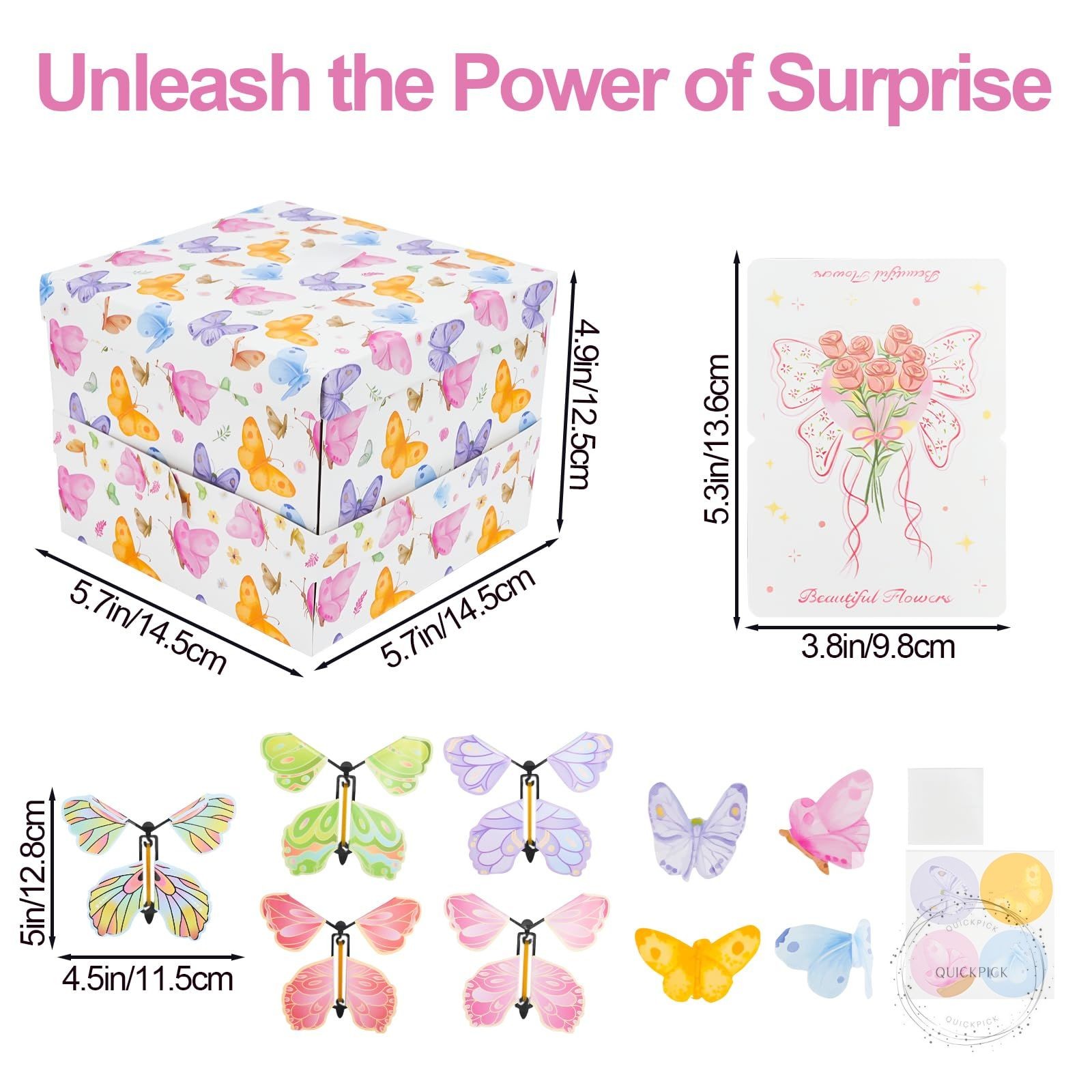Flying Butterfly Explosion Gift Box, Pop Out Surprise Gift Box with Card, DIY Ex