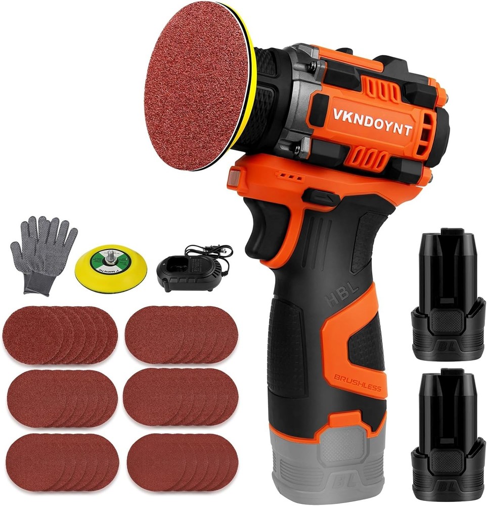 Brushless Small Sander with 36PCS Sandpapers, 2 Variable Speed Cordless Sande...
