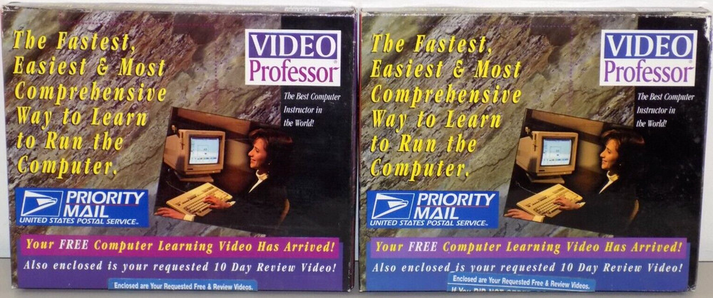 2 SEALED VINTAGE VIDEO PROFESSOR COMPUTER LEARNING VHS KIT LEARN WINDOWS 95
