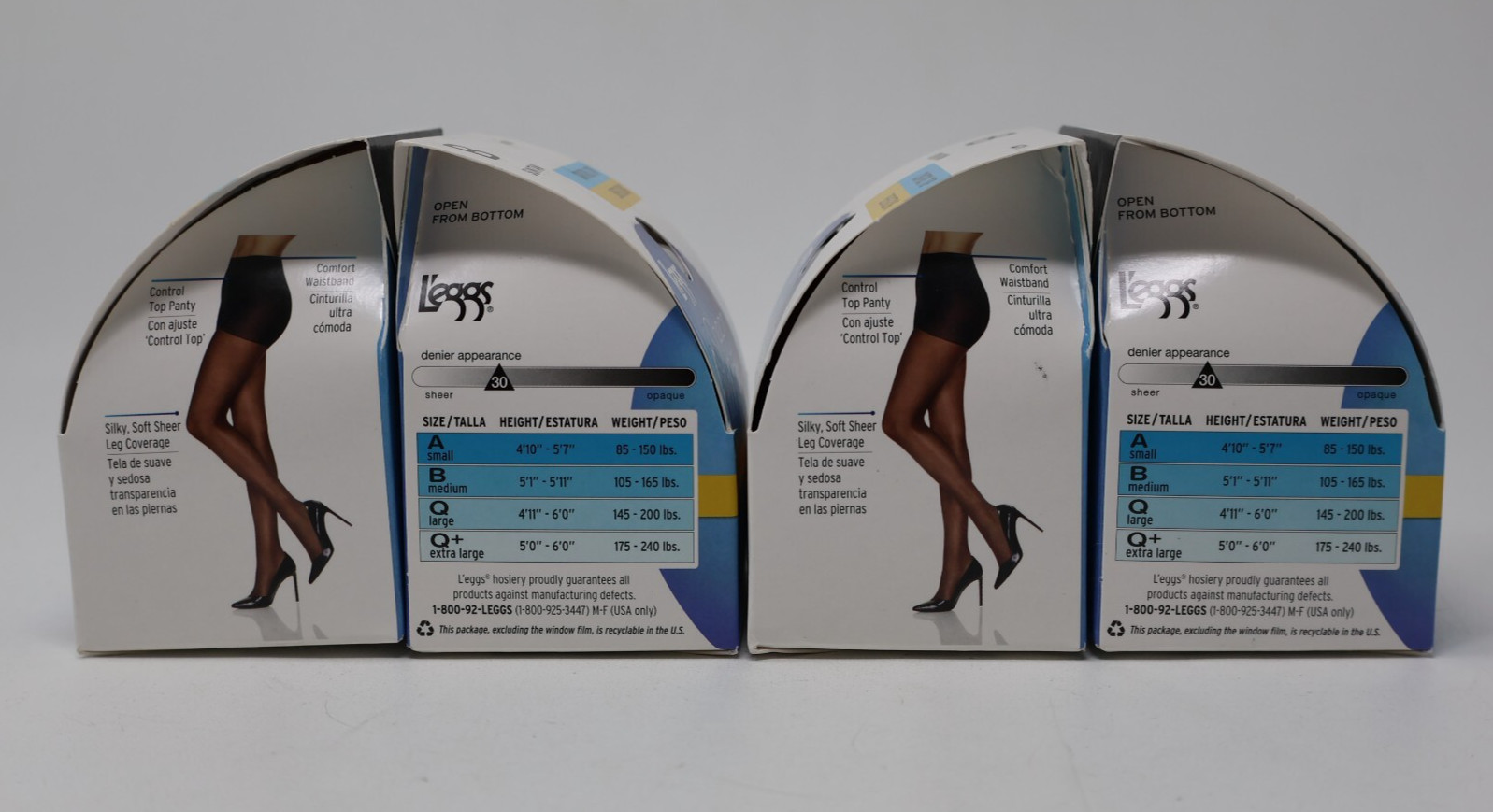 L'eggs Sheer Energy Light Support Leg Control Top Pantyhose Suntan B Lot of 4