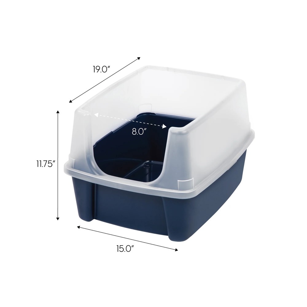 Inspired Essentials, High Sided Open Top Cat Litter Box with Scoop, Navy