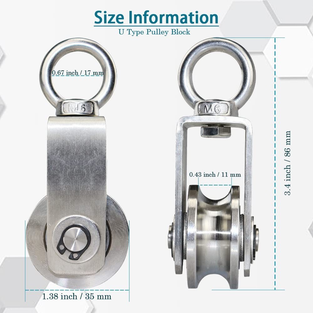 Cable Pulley Wheel Stainless Swivel 2 Pack New