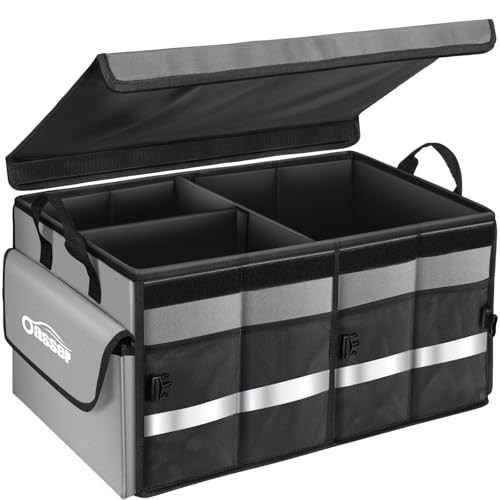 Car Trunk Organizer Collapsible Multi Compartments SUV Trunk Standard Grey