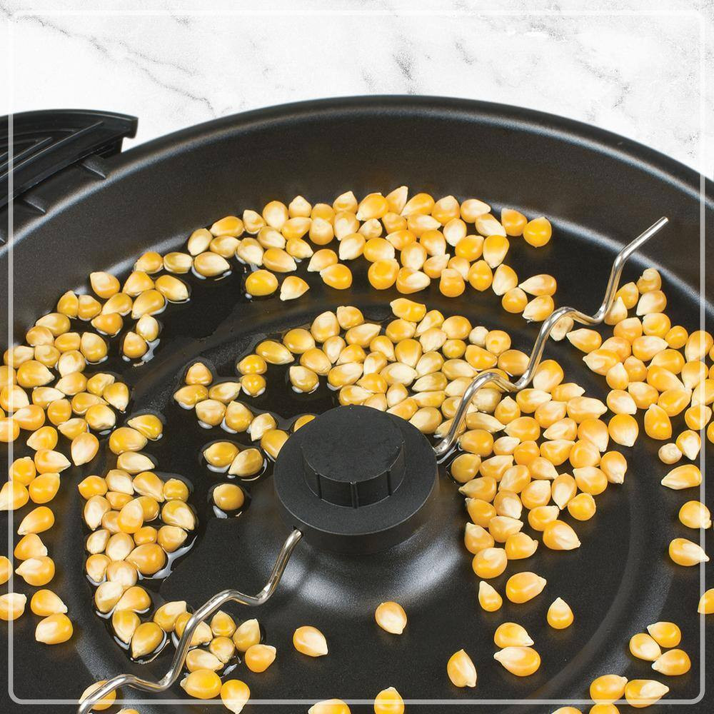 450 W 64 Oz Black Stirring Popcorn Machine