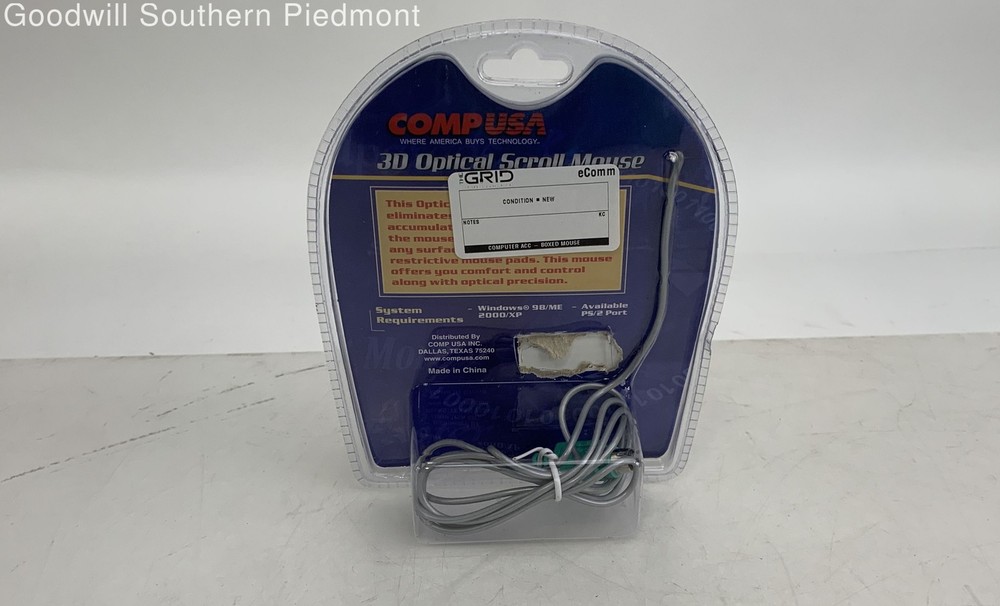 CompUSA 299291 3D Optical Scroll Mouse PS/2 Wired - New