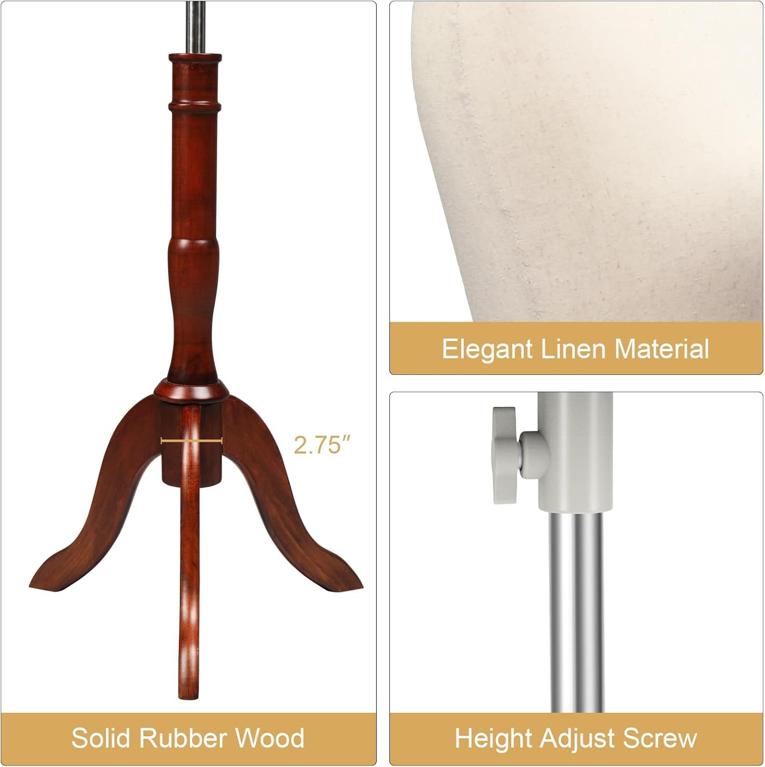 Female Dress Form Adjustable Height Torso Body with Upgraded Tripod Stand