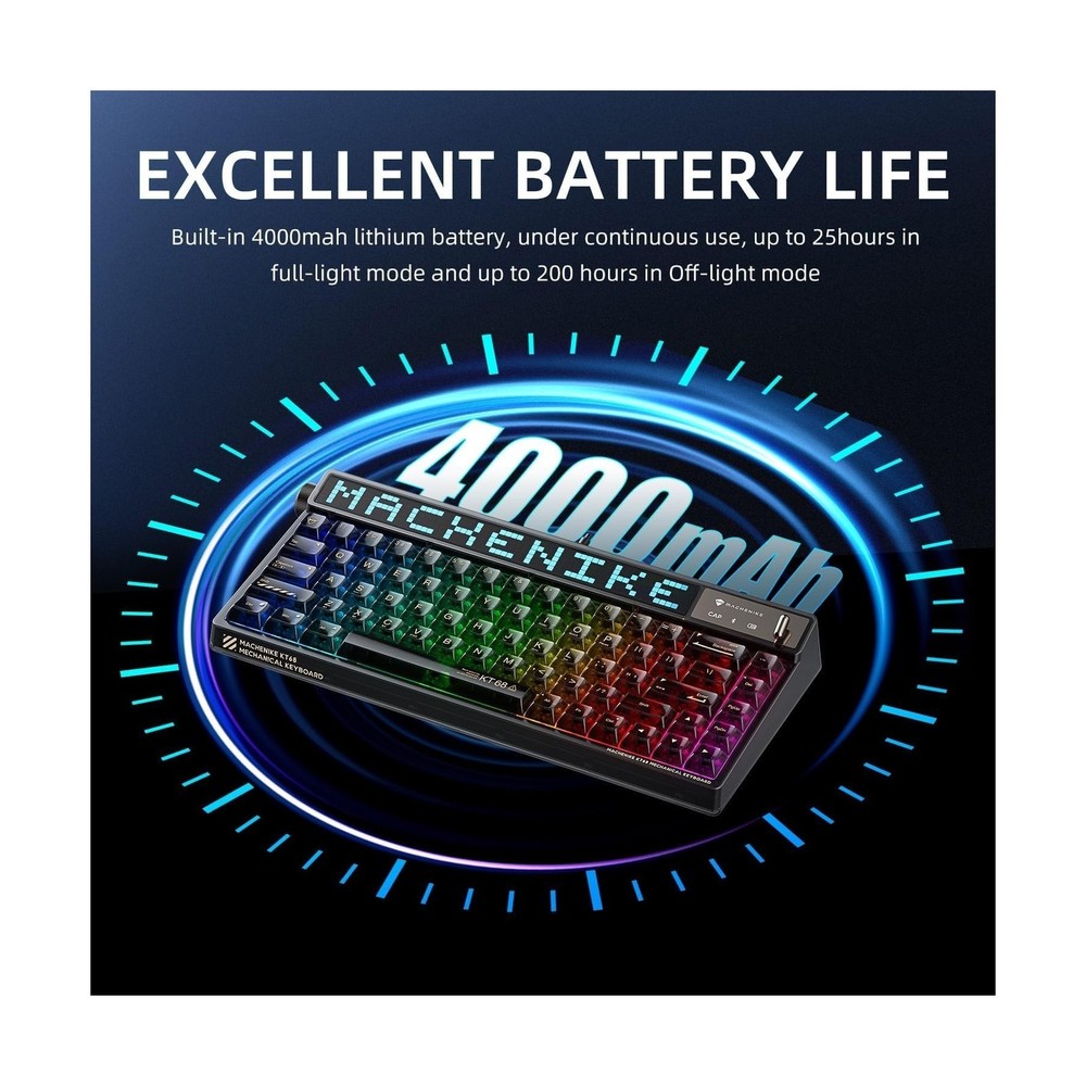 Machenike KT68 Pro Wireless Compact Mechanical Gaming Keyboard, Customizable ...