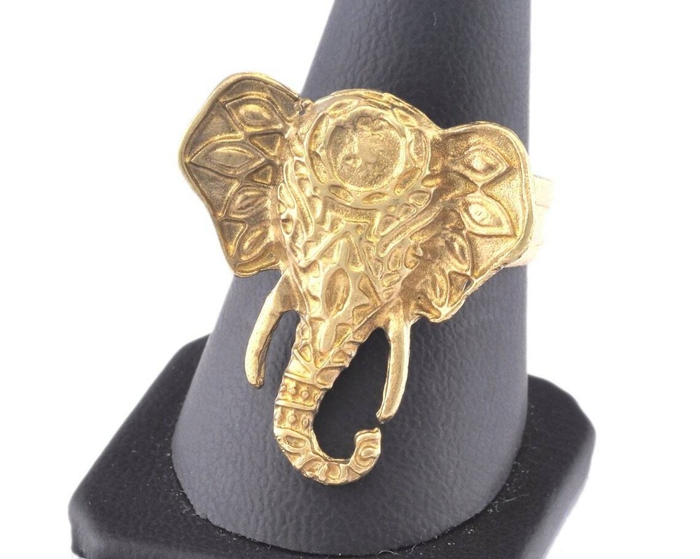 Elephant Ring Adjustable Raw brass (18.5mm 8.5US inner size) 2978