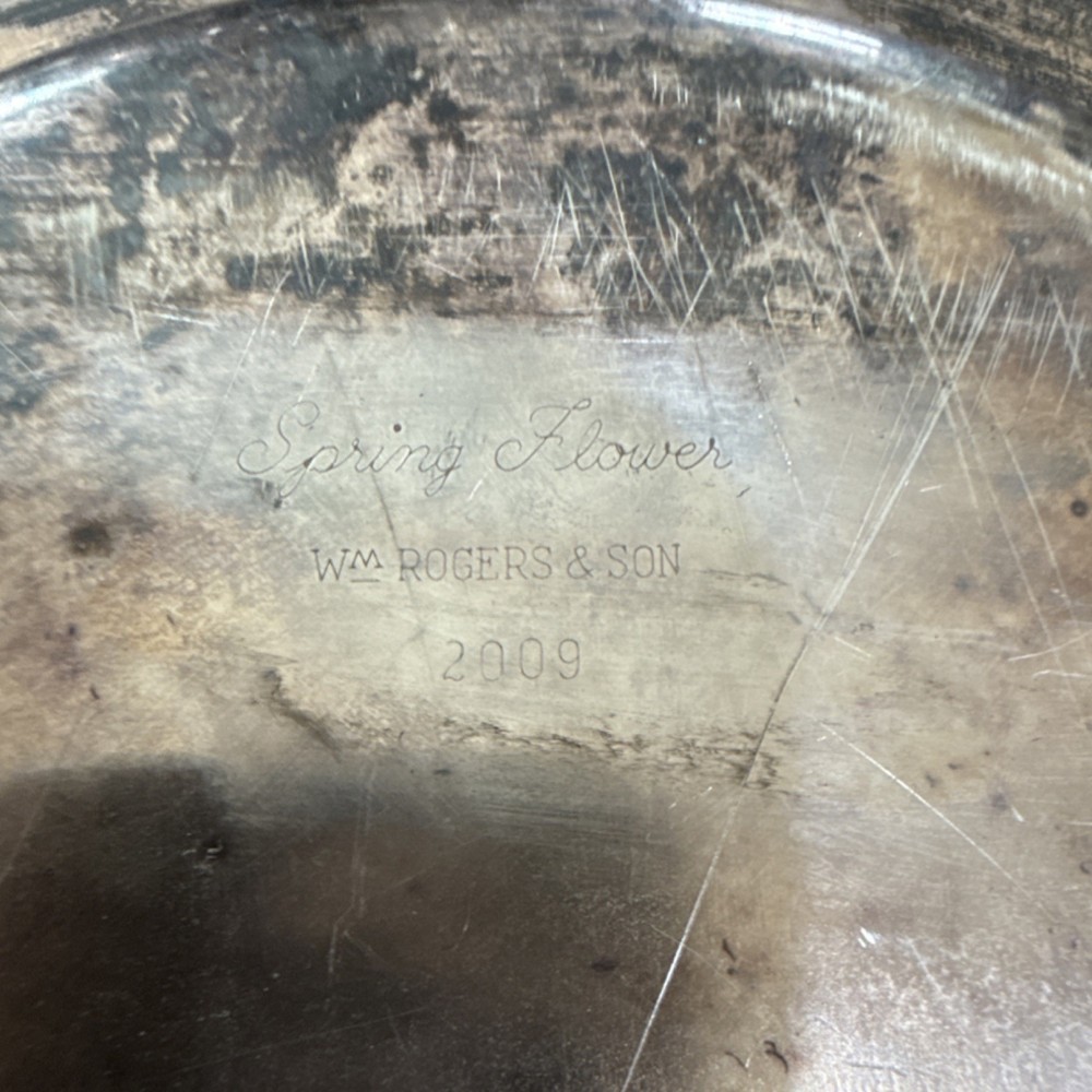 Wm. Rogers & Son Silverplate Spring Flower Oval Platter Tray Post-1940