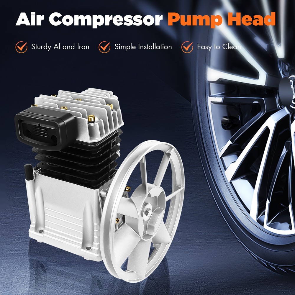 2HP Air Compressor Pump 1.5KW Piston Twin Cylinder Air Compressor Head Pump