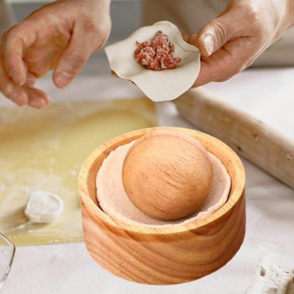 Wooden Dumpling Press Tool Roller Ball Quick Wrapper Dumpling Skin Maker for