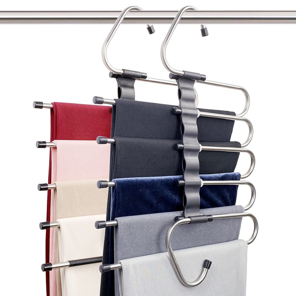 Magic Pants Hangers Set 2 Pack Space Saving Clothes organizer bin