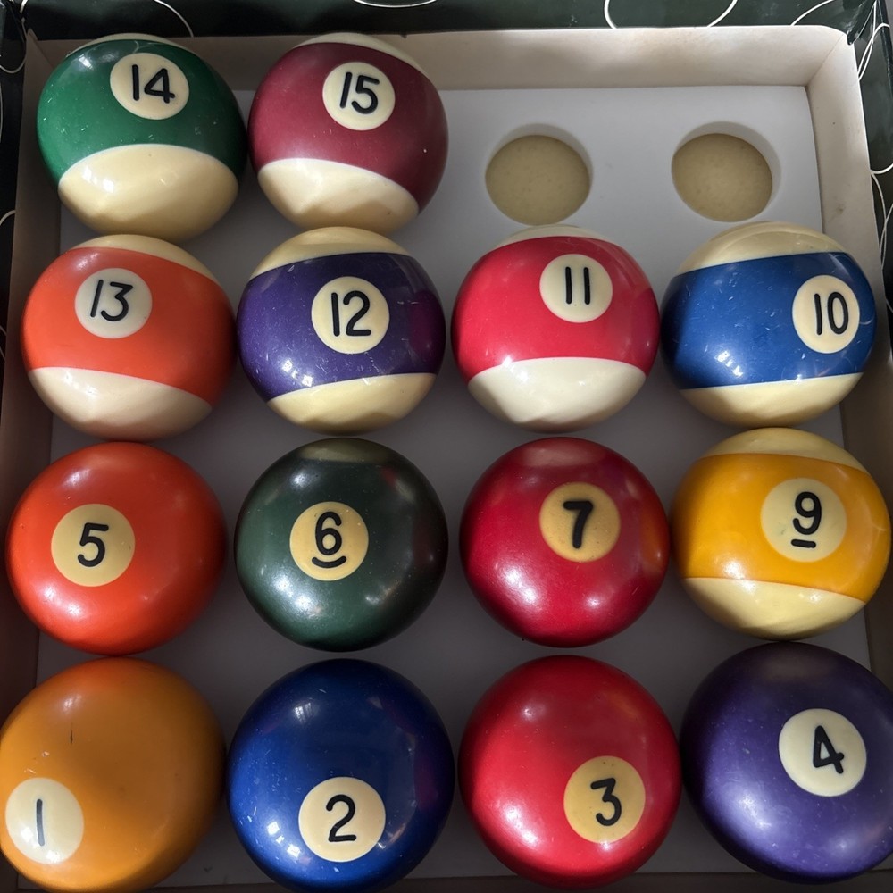 Vintage Balls Missing 8 And Cue.