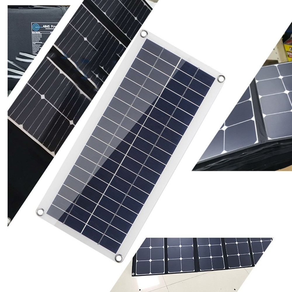 Flexible Solar Panel Kit with Dual USB Ports Charge Devices Simultaneously