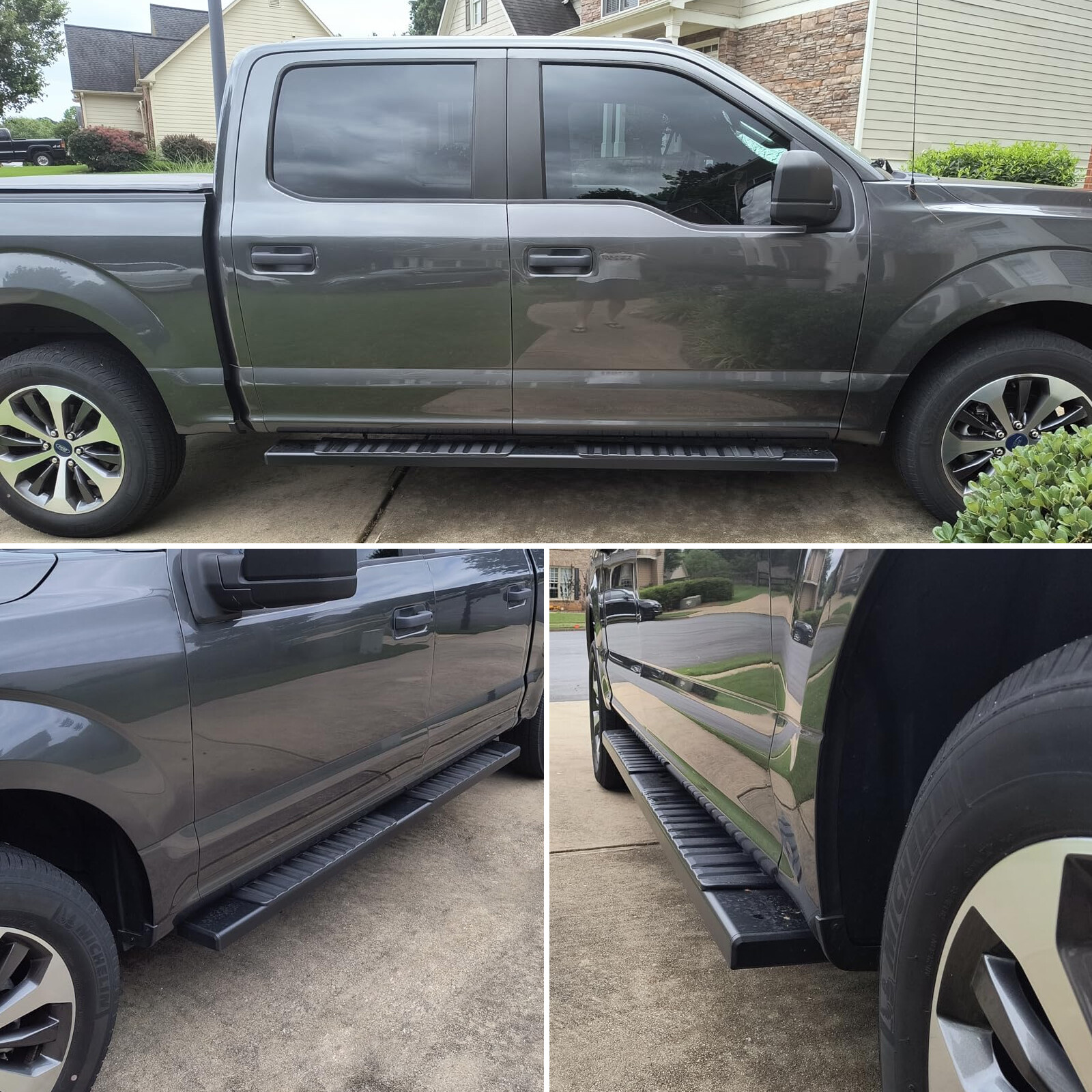 For 2015-2024 Ford F150 Super Crew Cab 6" Running Board Black Side Step Nerf Bar