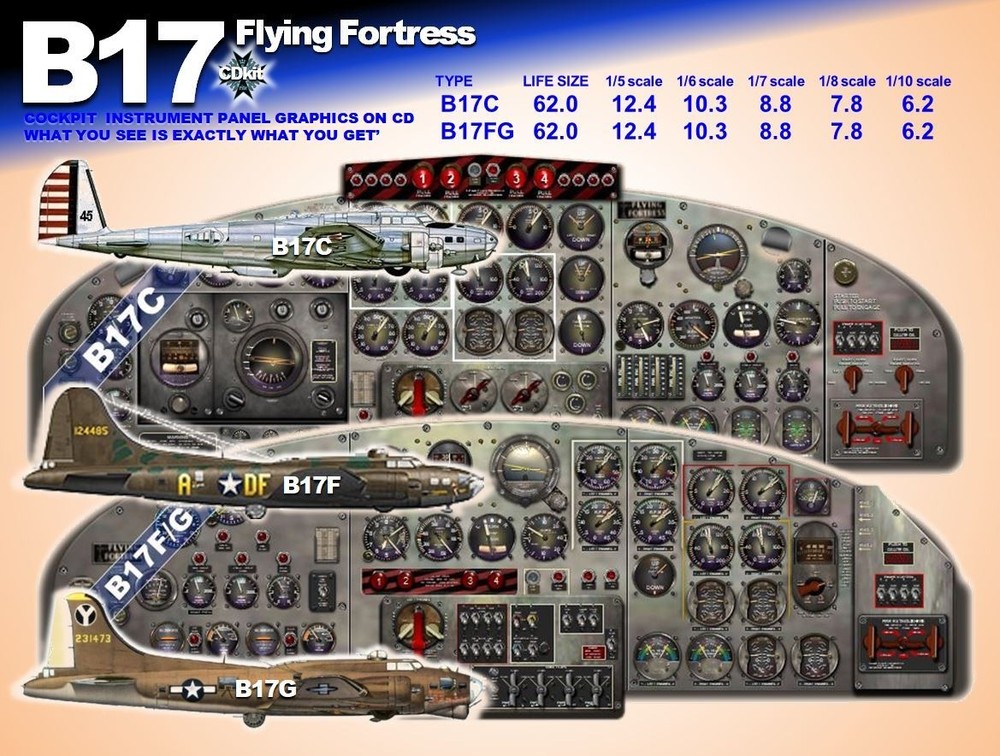 B17 FORTRESS COCKPIT instrument panel CDkit