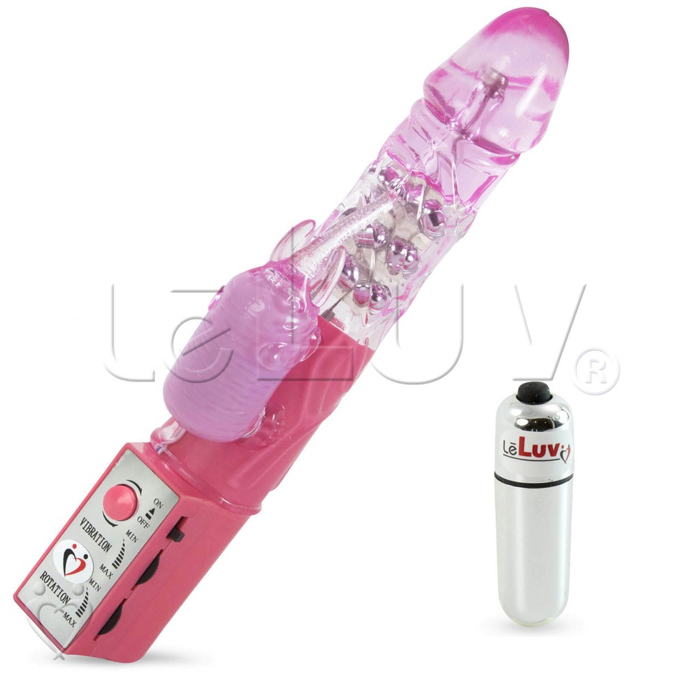 Rabbit Vibrator Rotating LeLuv Multispeed Clit Tickler Bundle with Mini Massager
