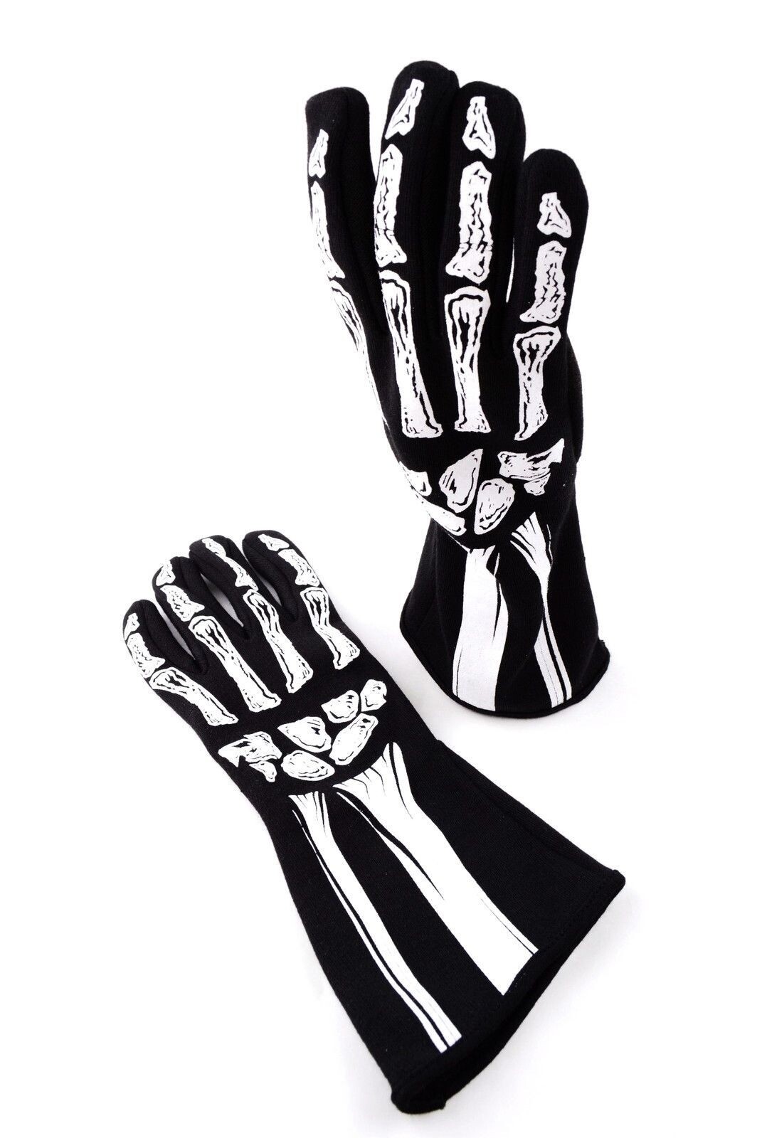 RJS RACING SFI 3.3/1 NEW SKELETON RACING GLOVES BLACK / WHITE SIZE LG 600080134