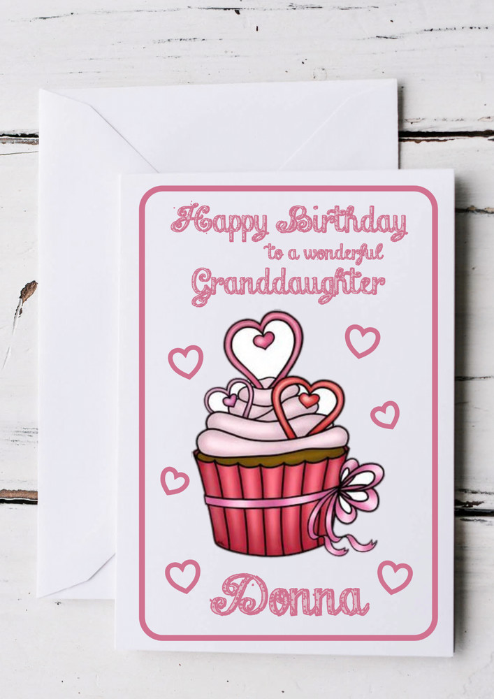 Cup Cake Personalised A5 Birthday Card - Any Age Relation Name