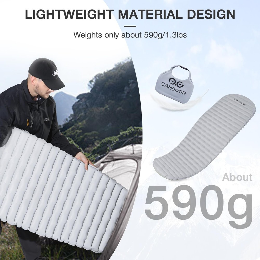 Self Inflating Sleeping Pad for Camping with Inflating Bag, Compact Lightweig...