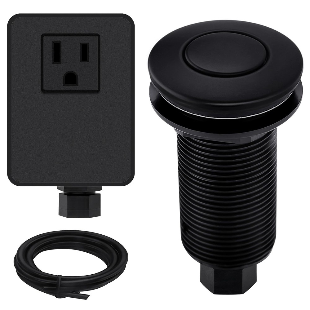 SINKINGDOM Garbage Disposal Air Switch Kit with Long Button, Matte Black Bras...