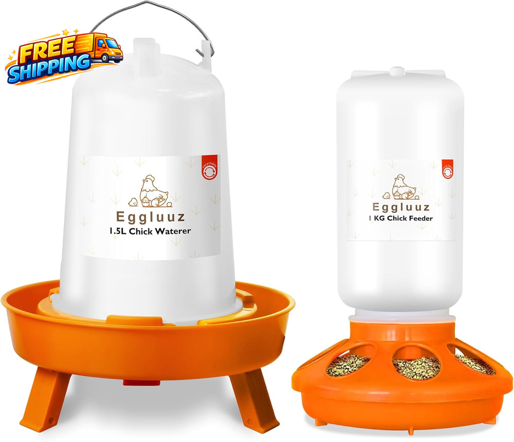 Chick Feeder and Waterer Kit Automatic Chicken Feeder and Waterer Set 1L Chick
