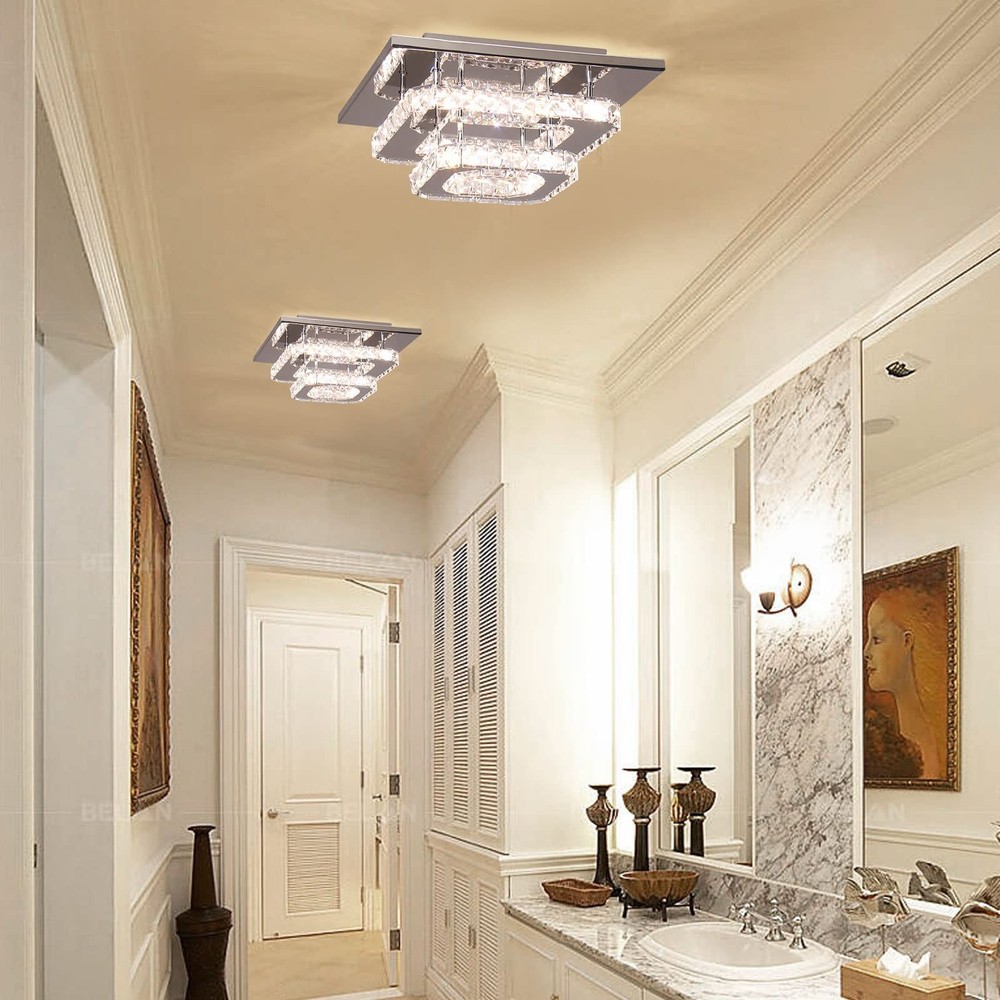 Mini Chandelier LED Crystal Ceiling Light 2 Layers Flush Mount Ceiling Light ...