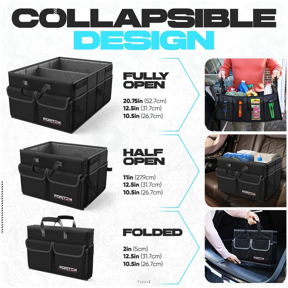 Car Trunk Organizer, Collapsible Multi-Compartment Storage for SUV Accessories