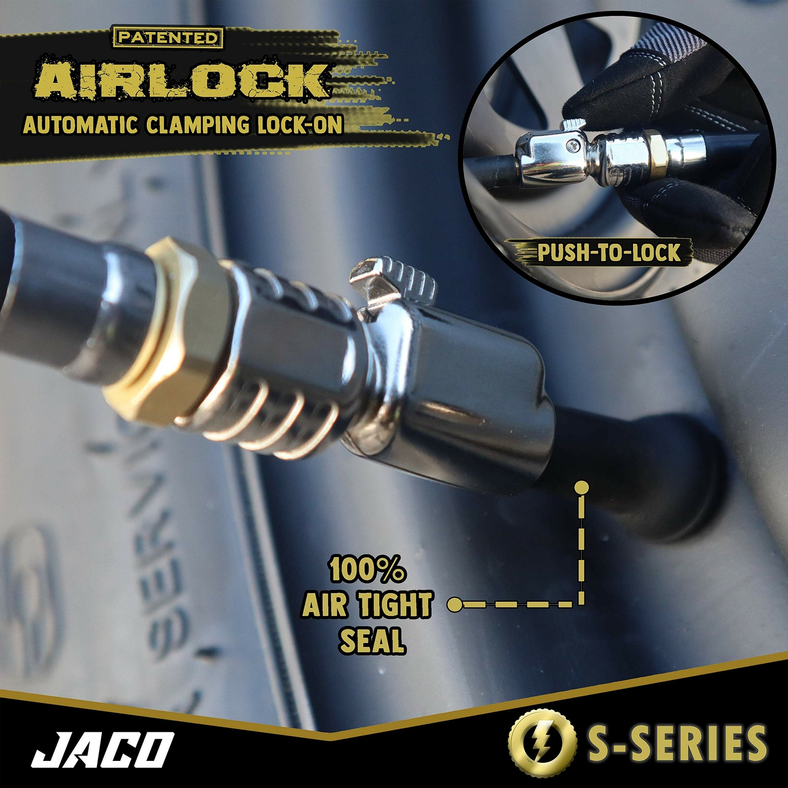 JACO Lightning Tire Air Chuck (S-Series) | Open Flow, 1/4" F-NPT (2 Pack)