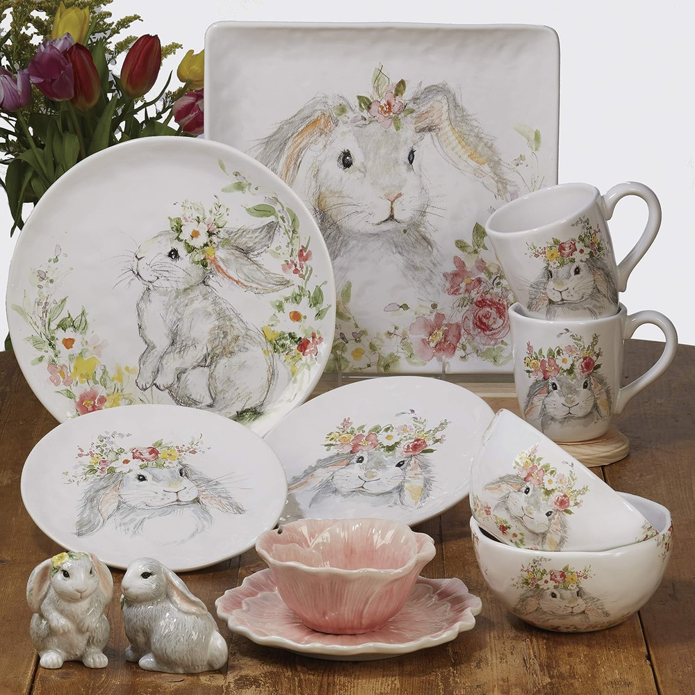 Sweet Bunny 12. 5" Square Platter, Large