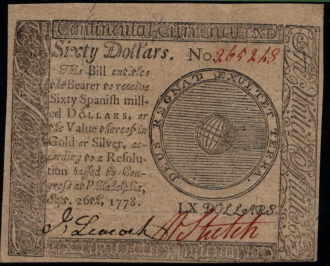 CC-86  " High Grade " PCGS AU55 PPQ  $60 1778 Continental Colonial Currency Note